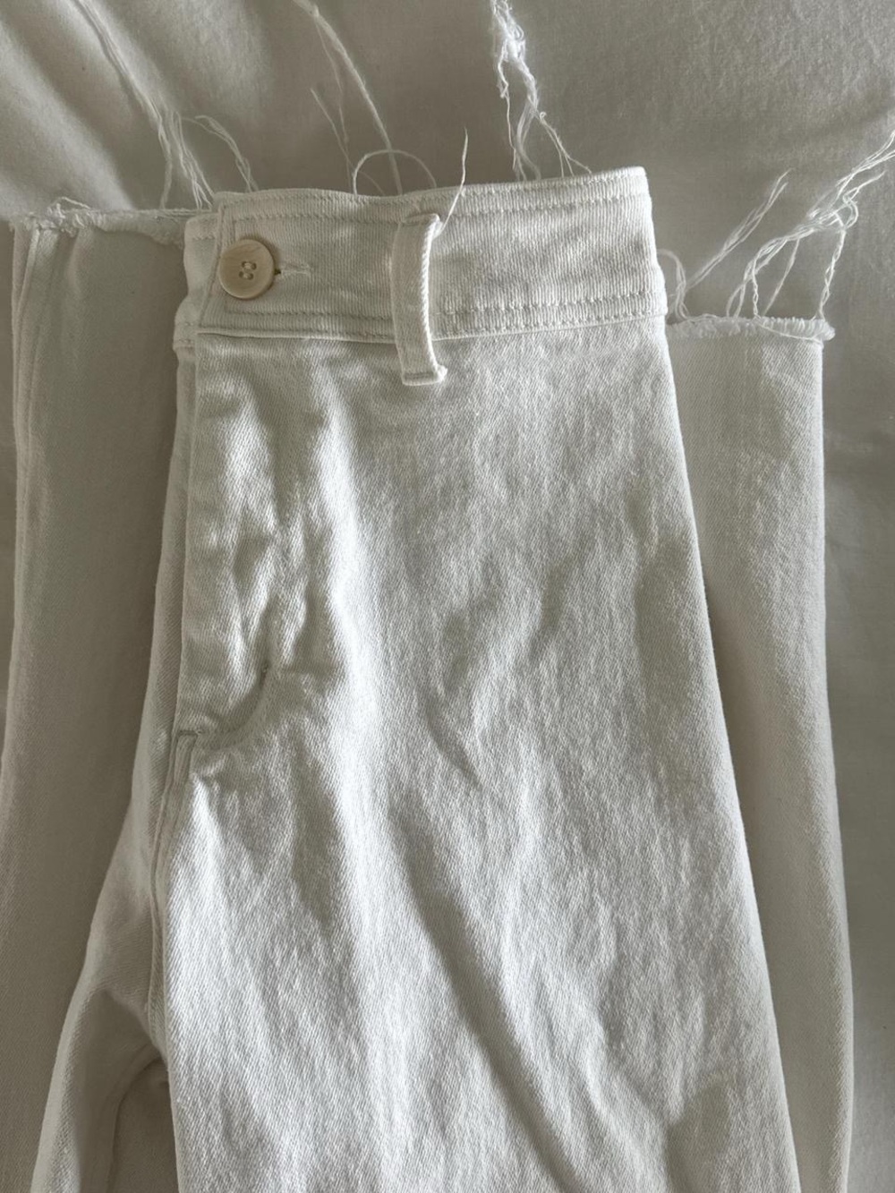 American Threads White High-Rise Raw Hem Jeans